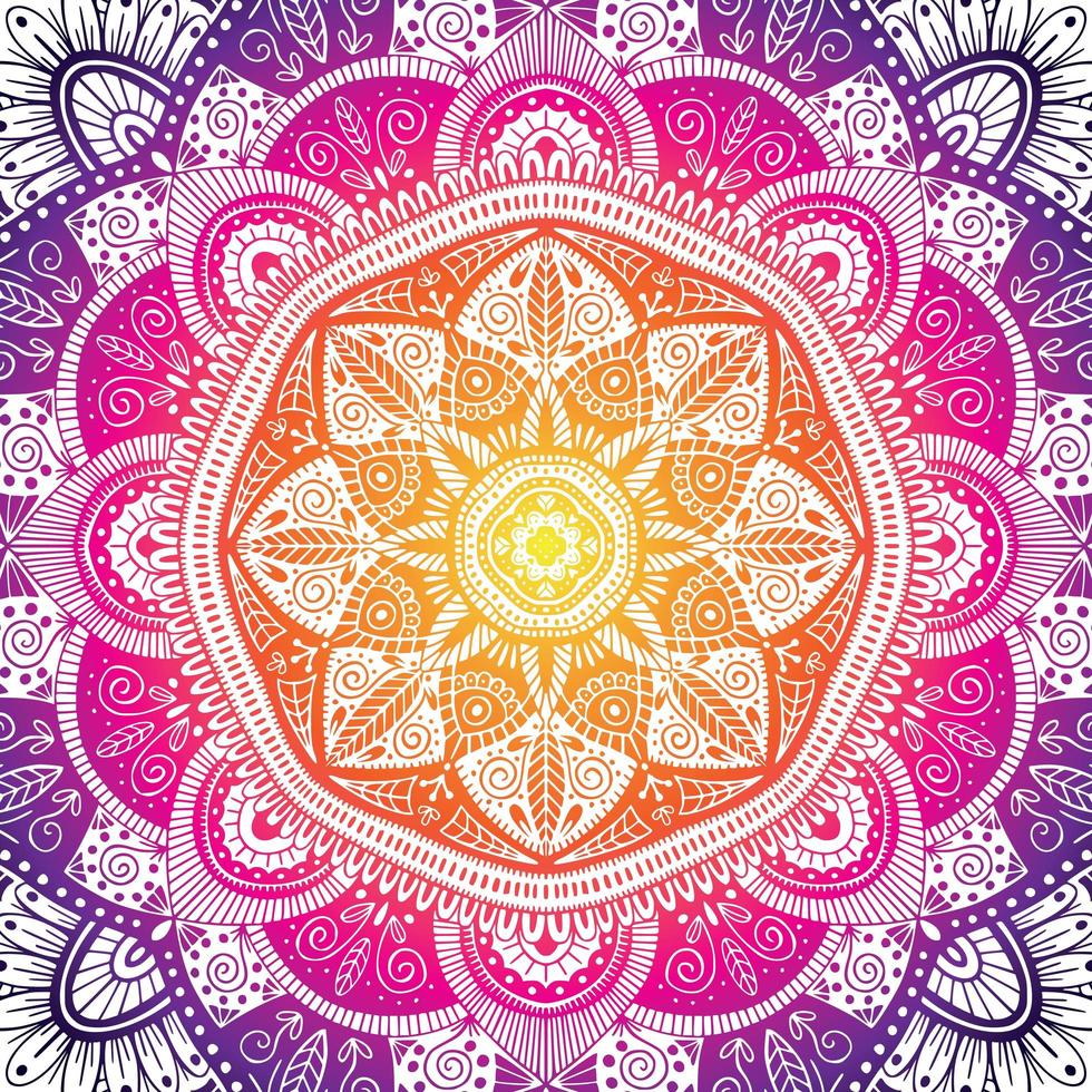 Mandala étnica floral ornamental colorida vetor