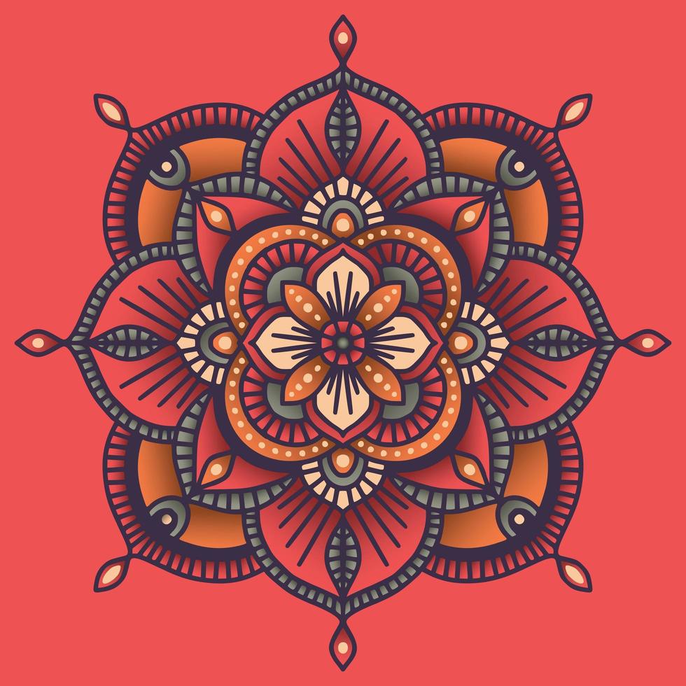 Mandala étnica floral ornamental colorida vetor