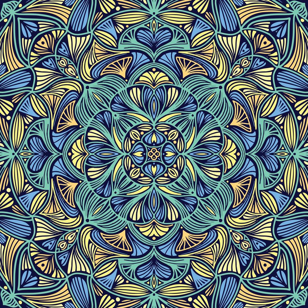 Mandala étnica floral ornamental colorida vetor