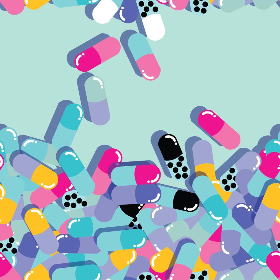 pílulas e cápsulas estouram padrão sem emenda vetor