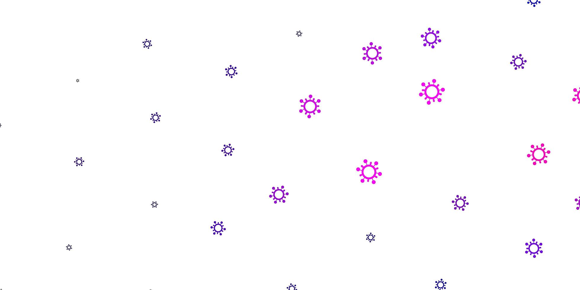 pano de fundo vector roxo claro com símbolos de vírus.