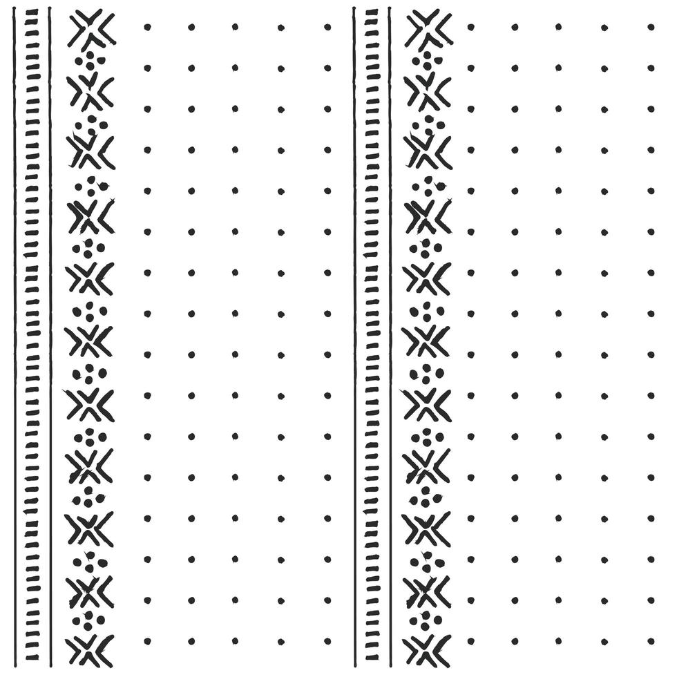 padrão étnico tribal preto e branco com elementos geométricos vetor