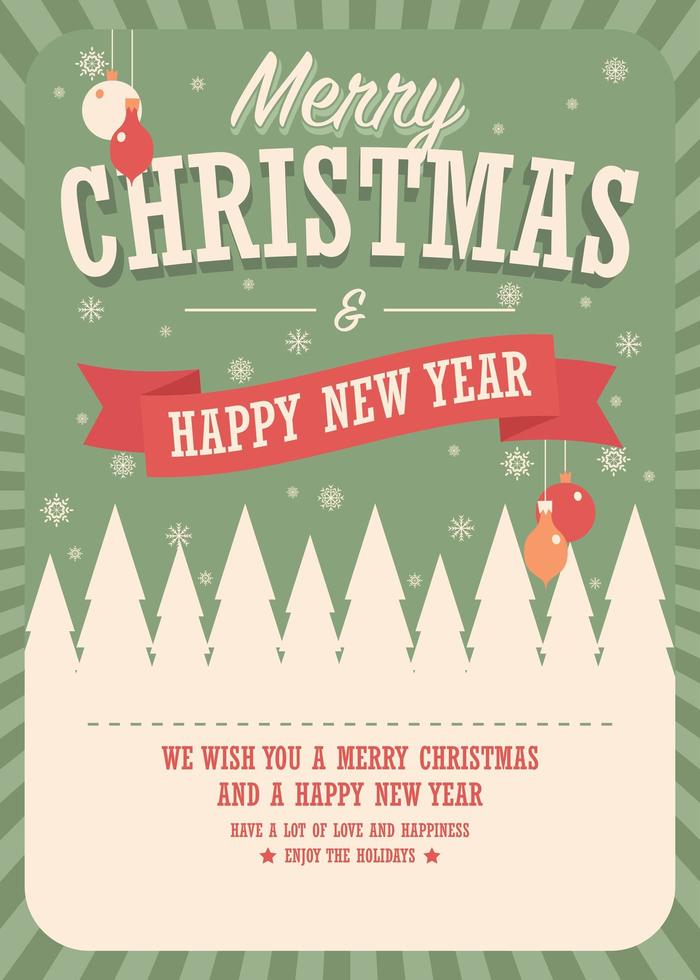 cartão de feliz natal em fundo de inverno, design de cartaz vetor