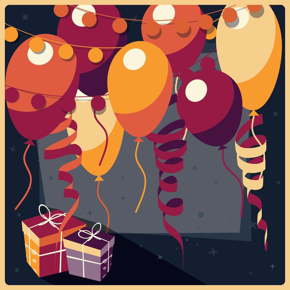 fundo de aniversário com presentes e balões vetor