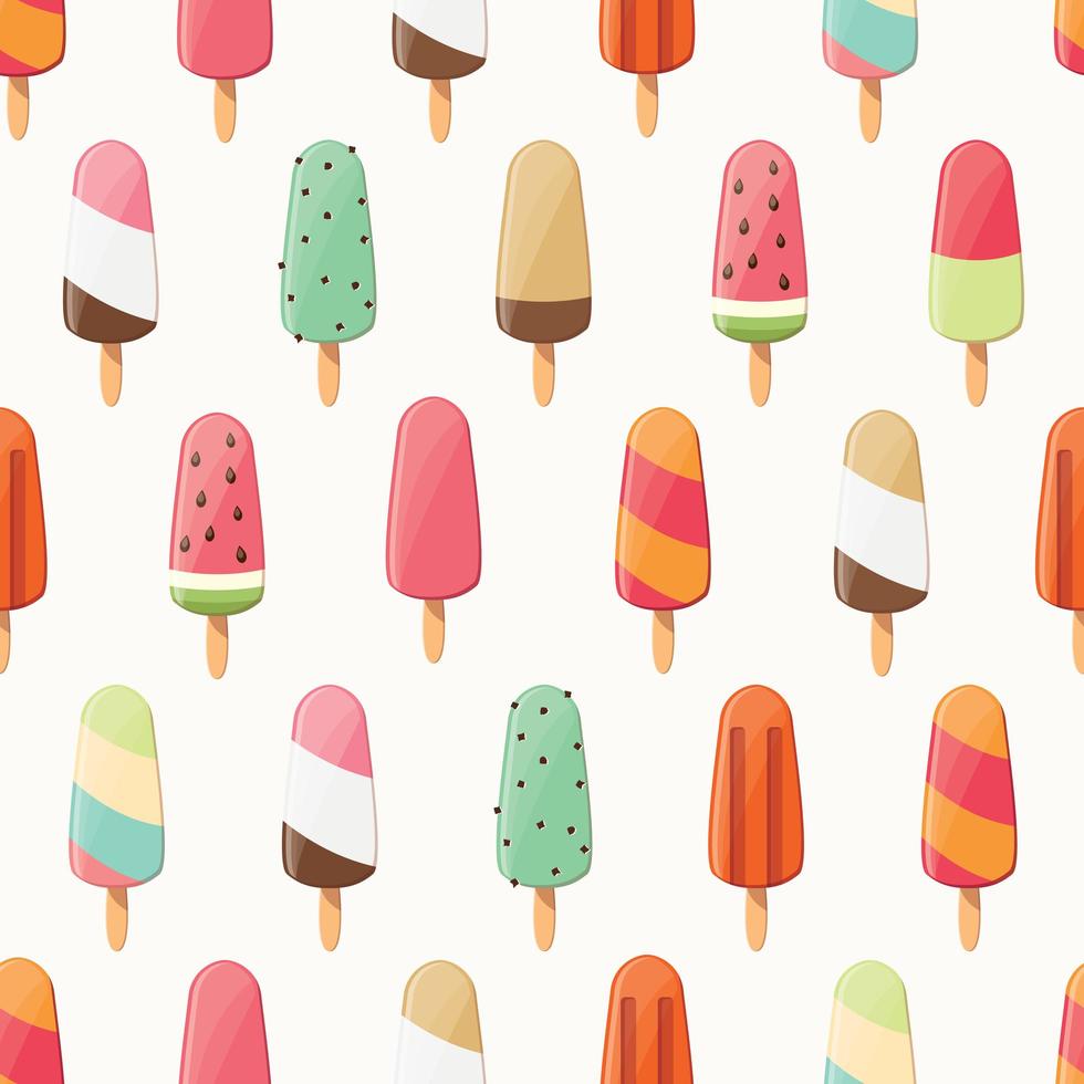 padrão sem emenda de sorvete, fundo colorido de verão, doces deliciosos vetor