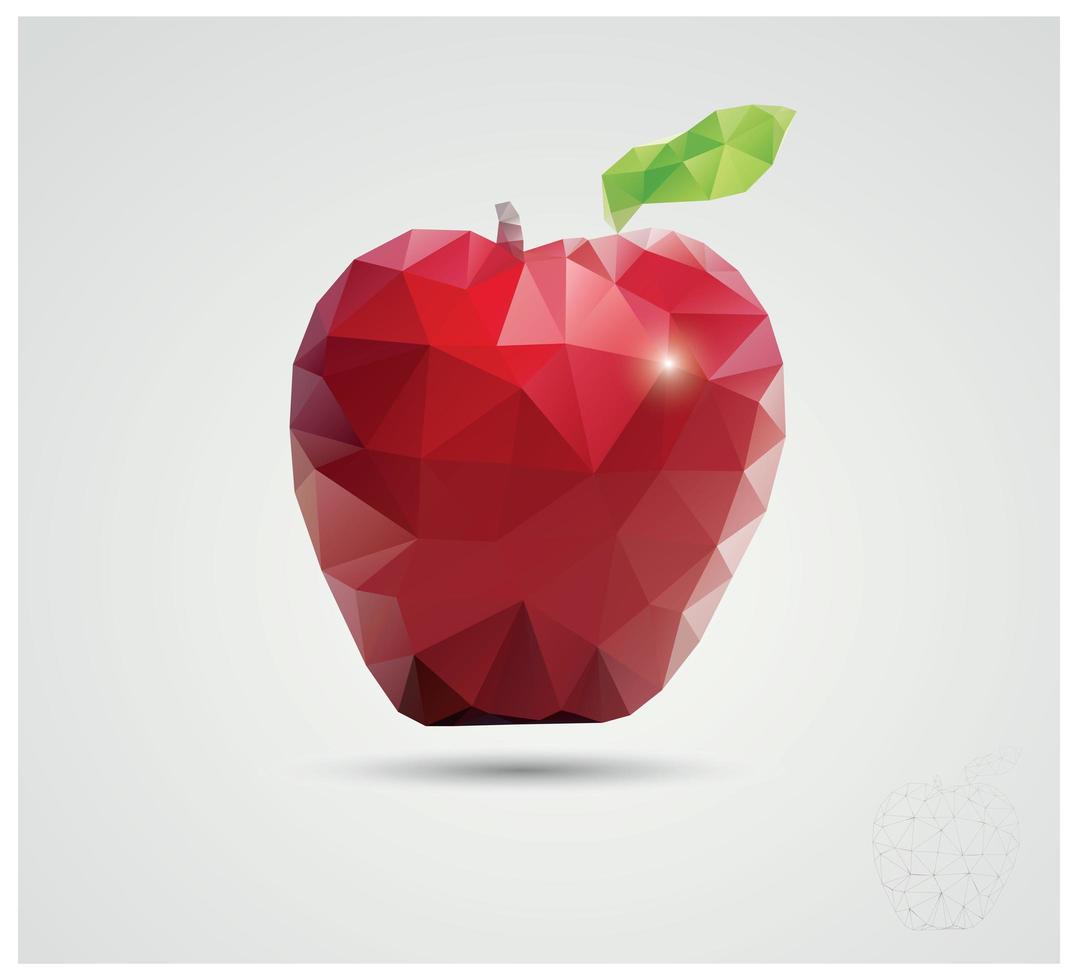fruta poligonal geométrica, triângulos, maçã, ilustração vetorial vetor
