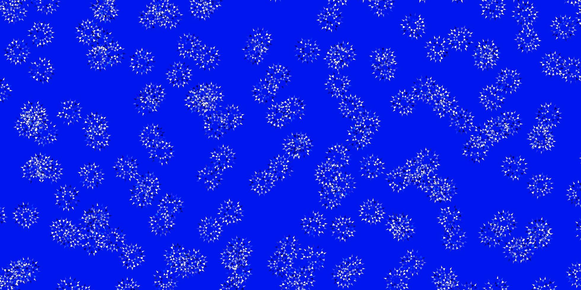 padrão de doodle de vetor azul claro com flores.