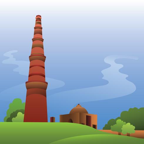 Ilustração bonita de Qutub Minar vetor