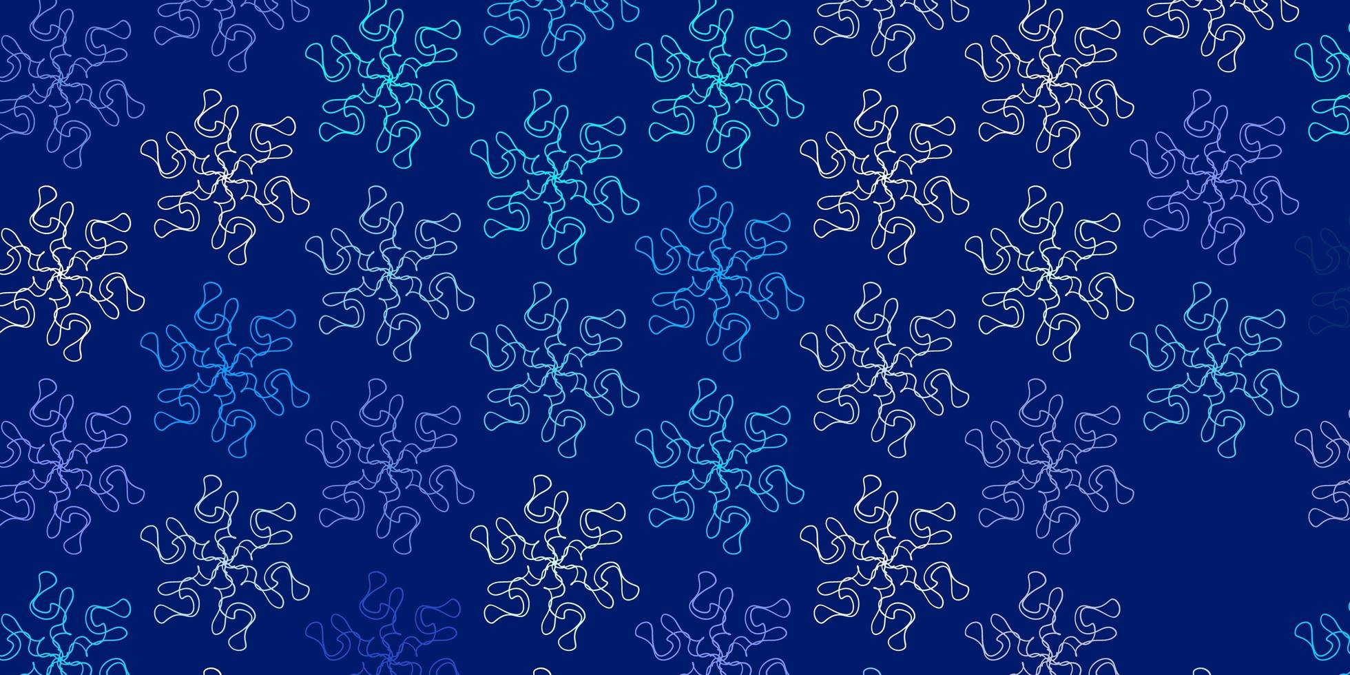 padrão de doodle de vetor azul claro com flores.
