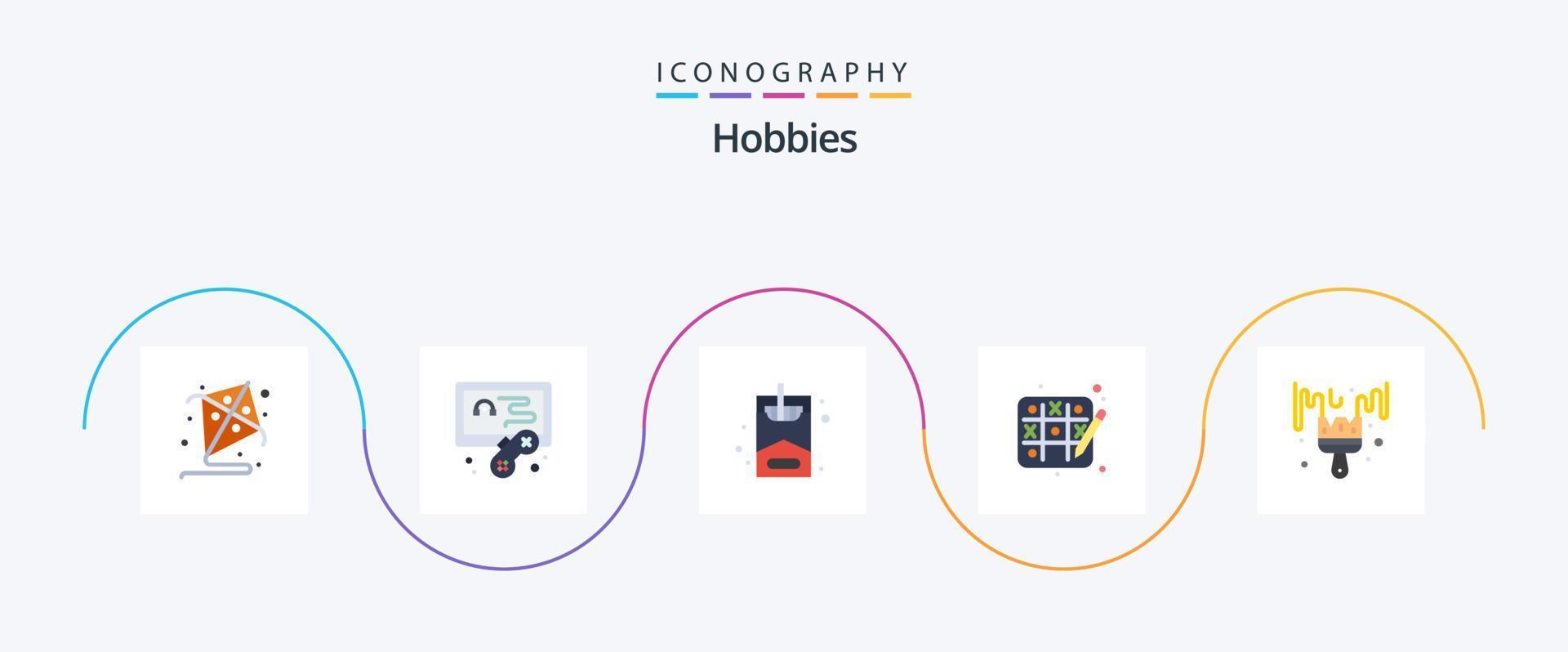 Hobbies Flat 5 Icon Pack incluindo . passatempo. passatempo. hobbies. escovar vetor