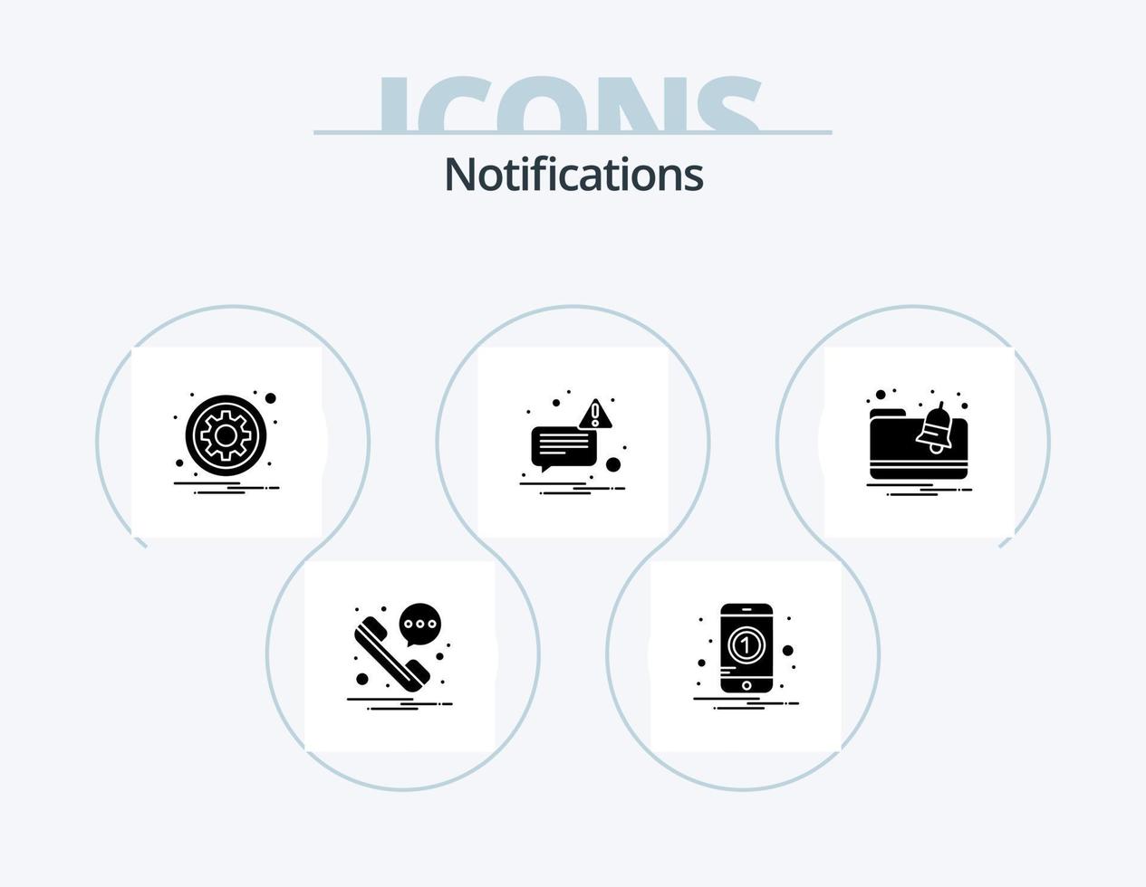 pacote de ícones de glifos de notificações 5 design de ícones. notificação. alerta. engrenagem. enviei. mensagem vetor