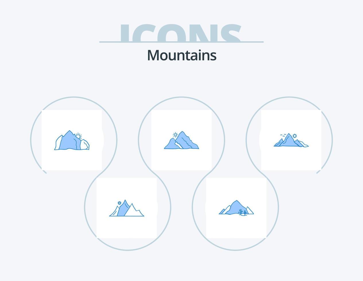 design de ícones do pacote de ícones azuis de 5 montanhas. colina. montanha. natureza. cena. natureza vetor
