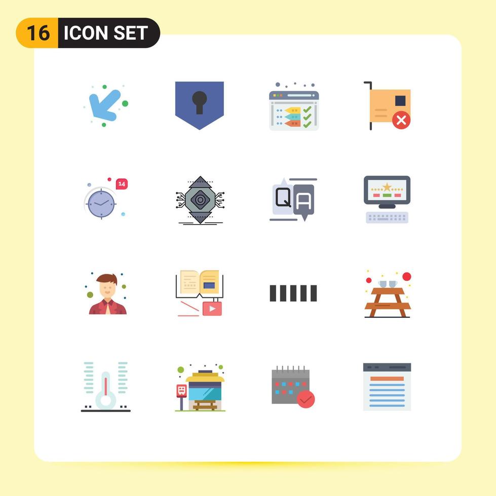 conjunto de pictogramas de 16 cores planas simples de hardware de desenvolvimento pci de amor computadores pacote editável de elementos de design de vetores criativos