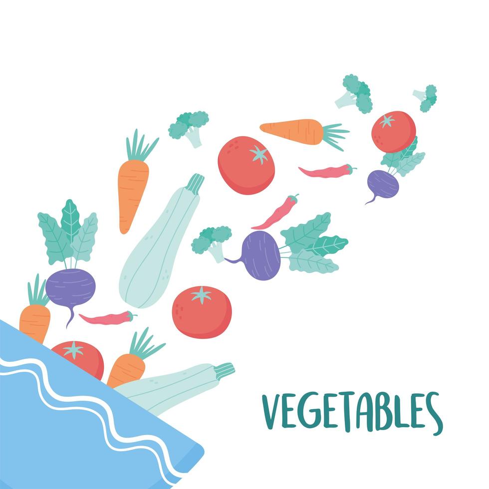 vegetais caindo em uma saladeira comida saudável vetor