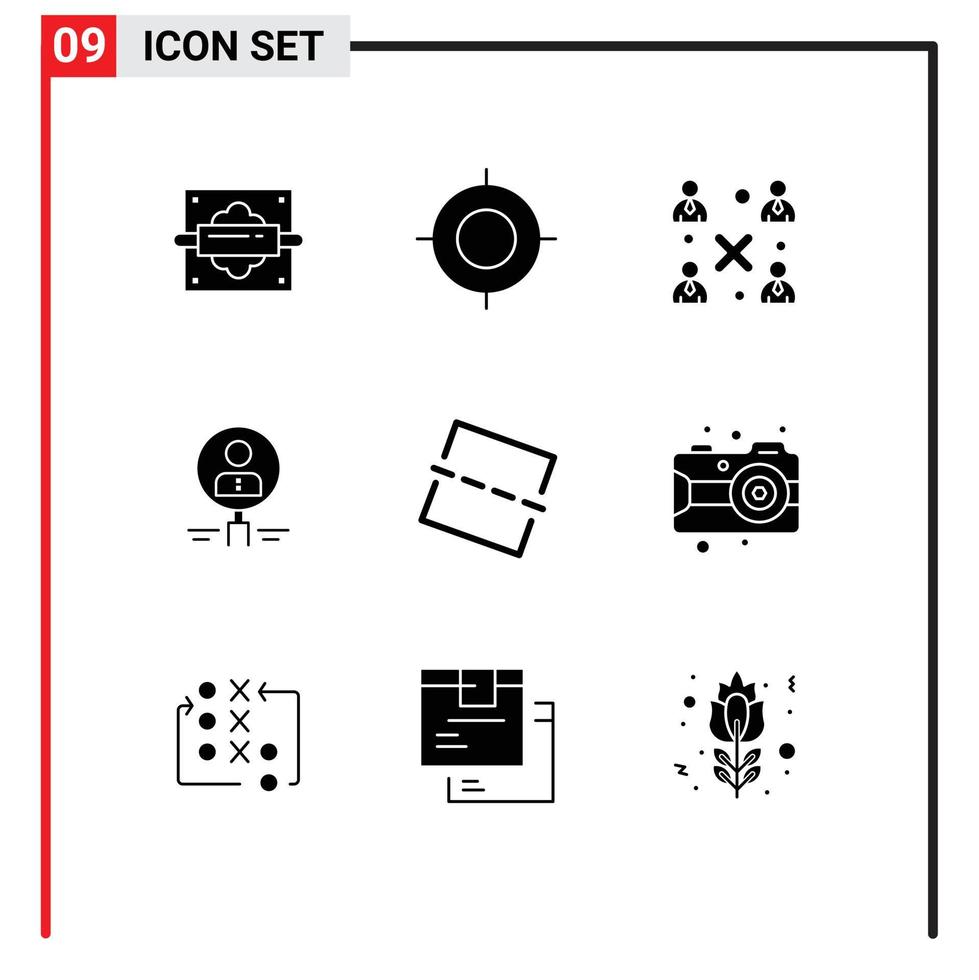 conjunto de glifos sólidos de interface móvel de 9 pictogramas de pessoas que contratam negócios humanos encontram elementos de design vetorial editáveis vetor