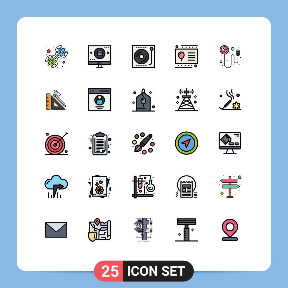 25 ícones criativos, sinais modernos e símbolos de dispositivos de crianças de coração, elementos de design de vetores editáveis de vinil de férias