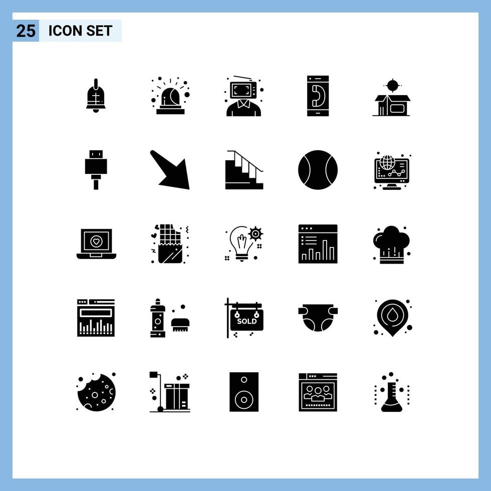 25 conceito de glifo sólido para sites móveis e aplicativos abrir conversa de produto contato com o cliente chamar elementos de design de vetores editáveis