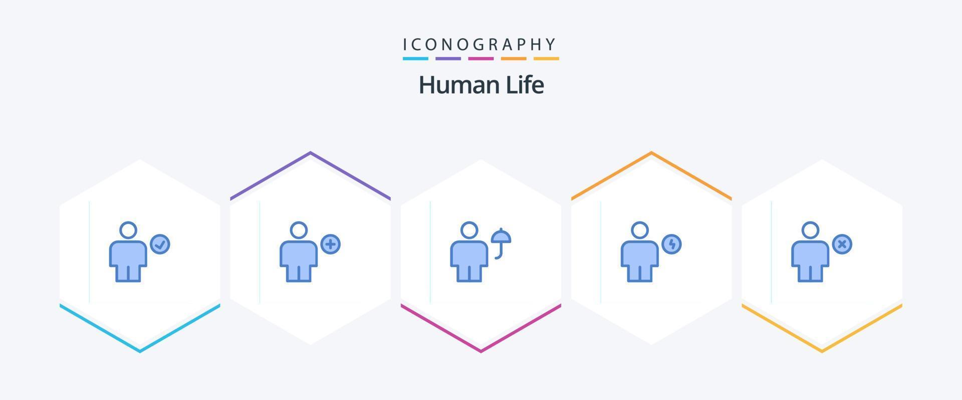 humano 25 pacote de ícones azuis, incluindo eletricidade. avatar. humano. guarda-chuva. humano vetor