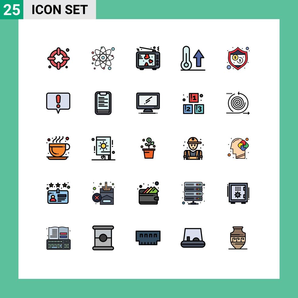pacote de ícones vetoriais de estoque de 25 sinais e símbolos de linha para amantes de termômetro de proteção natureza clima elementos de design de vetores editáveis