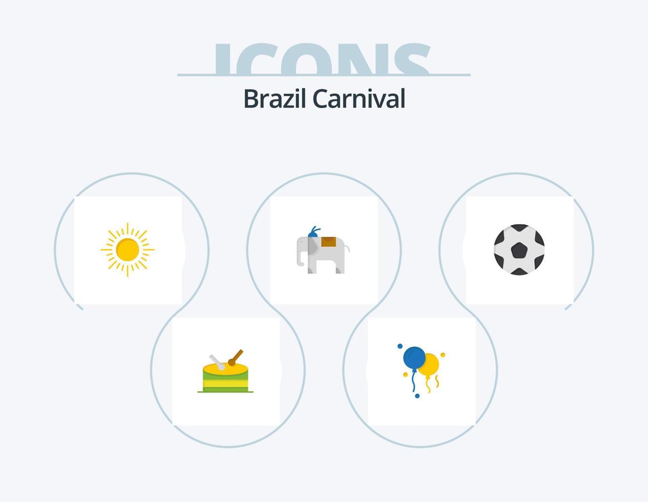 carnaval do brasil ícone plano pack 5 design de ícones. carnaval. brasil. brasil. pôr do sol. Sol vetor
