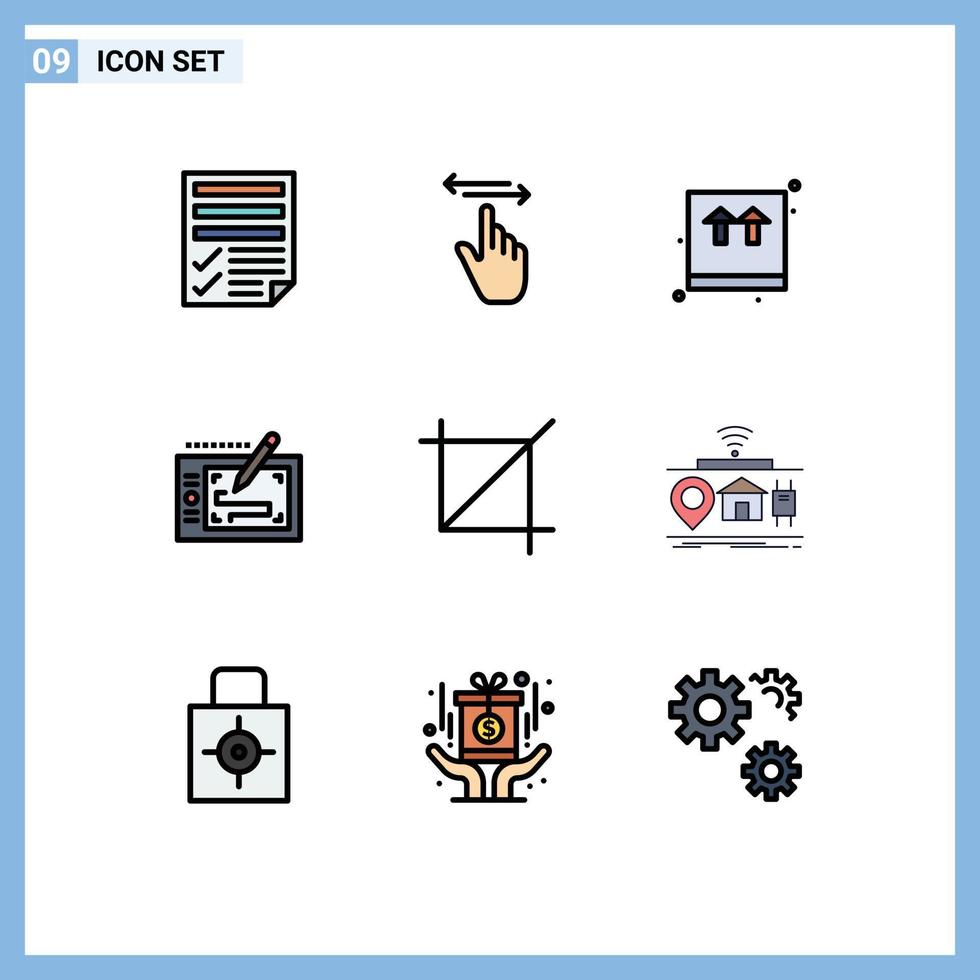 pacote de ícones vetoriais de estoque de sinais e símbolos de 9 linhas para layout de pacote de tablet esquerdo móvel elementos de design vetorial editáveis vetor