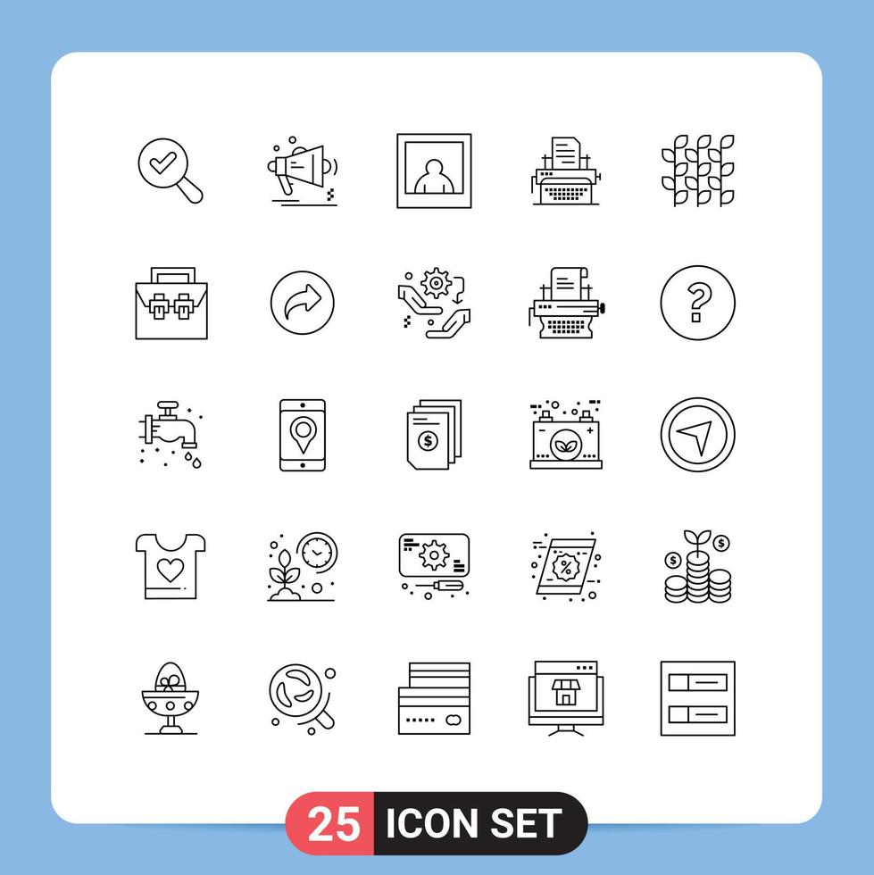 Pacote de linha de interface de usuário 25 de sinais e símbolos modernos de colheita de glúten foto outono documento editável elementos de design vetorial vetor