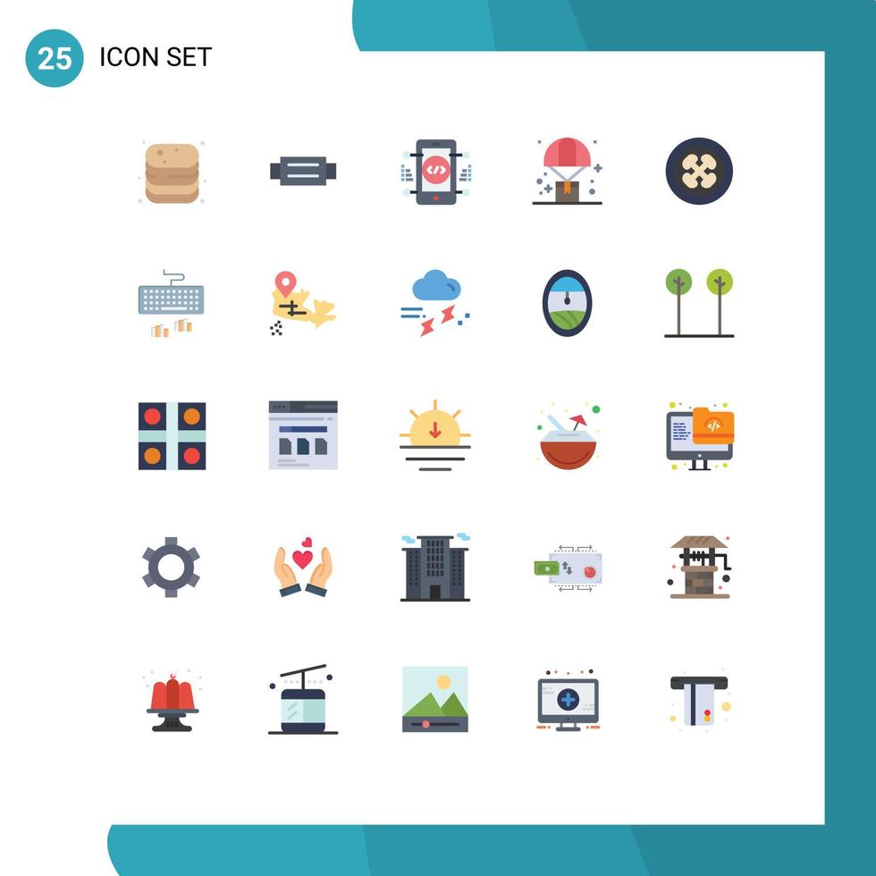 pacote de interface do usuário de 25 cores planas básicas de elementos de design de vetores editáveis de entrega de logística de compras
