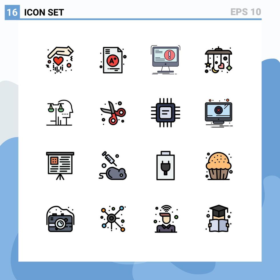 conjunto de pictogramas de 16 linhas simples preenchidas com cores planas de elementos de design de vetores criativos editáveis de sono de bebê de escolha humana