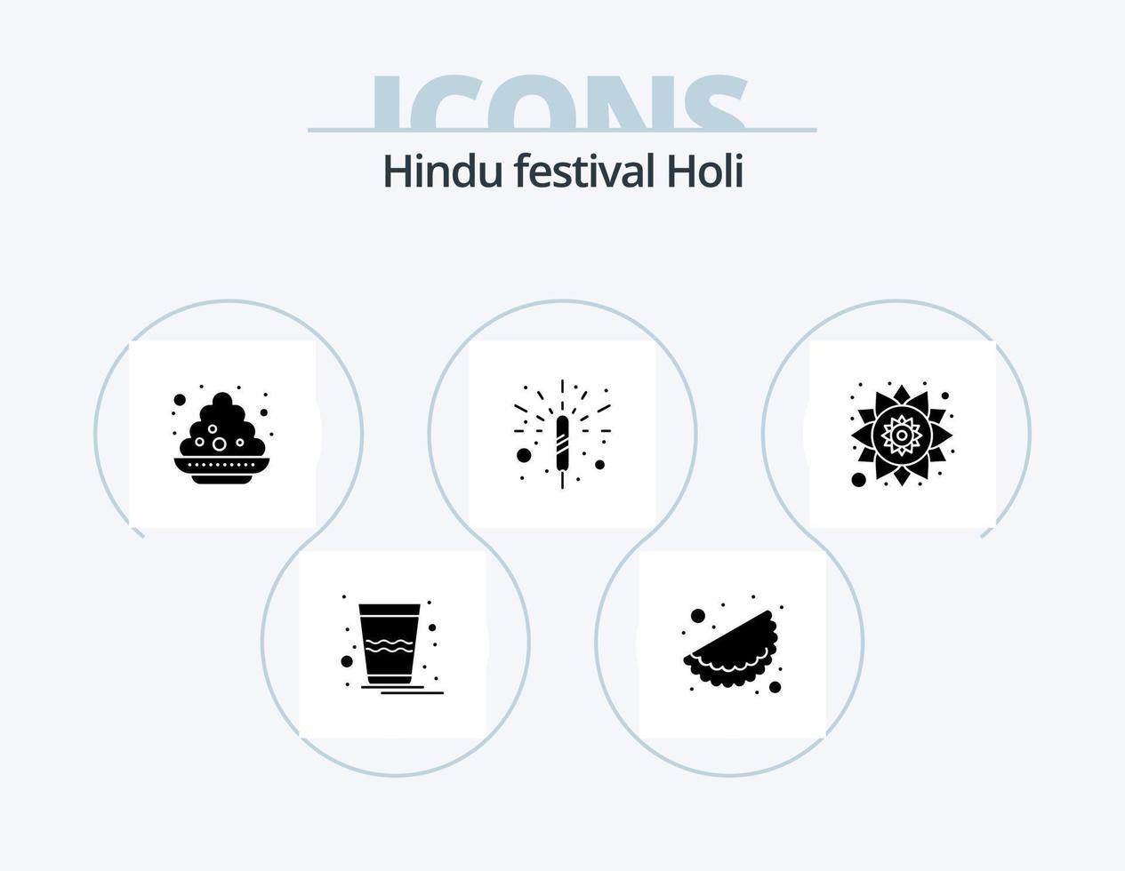 pacote de ícones holi glifo 5 design de ícones. . padronizar. prato. Índia. fogos de artifício vetor
