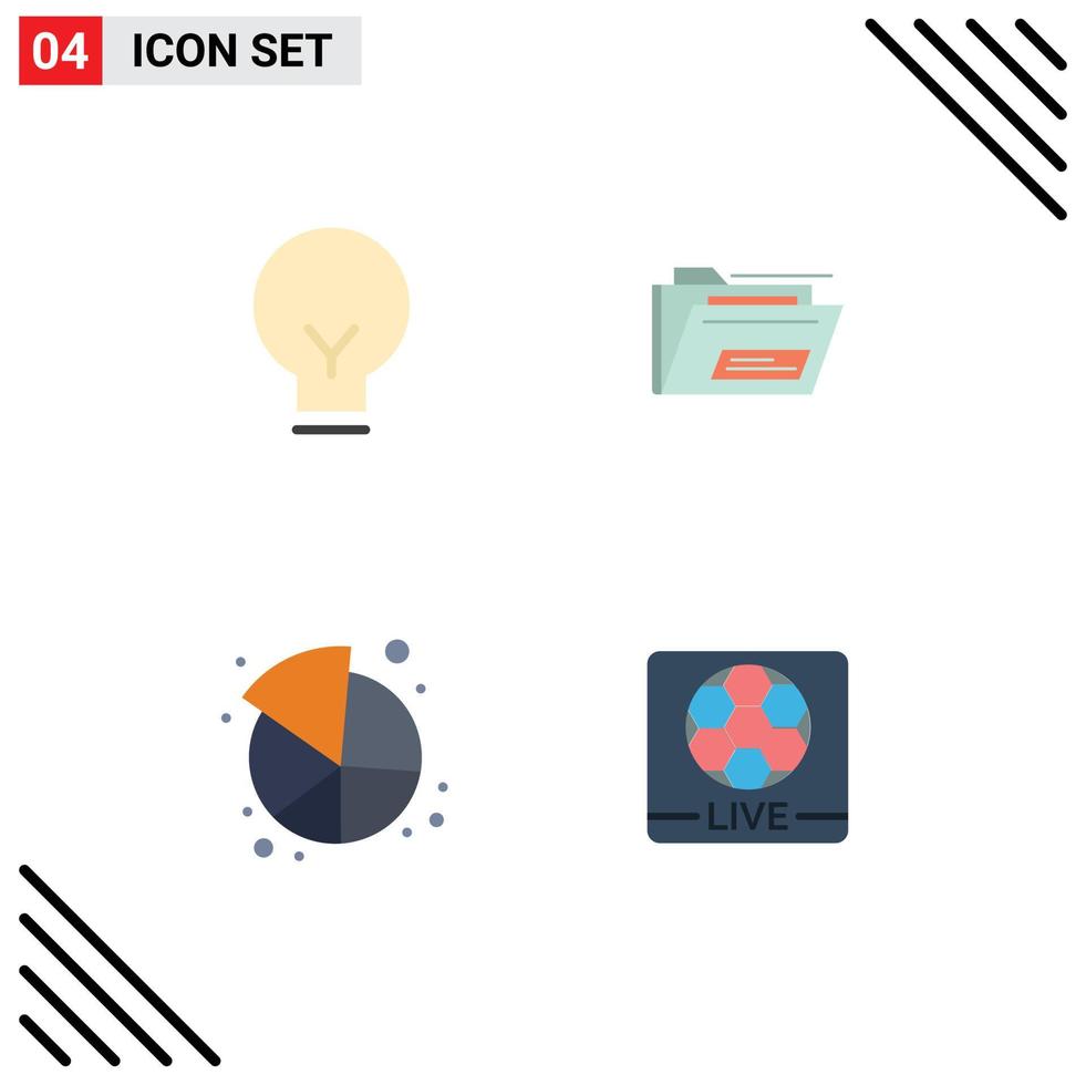 conjunto de pictogramas de 4 ícones planos simples do mercado de luz ui zip share elementos de design de vetores editáveis