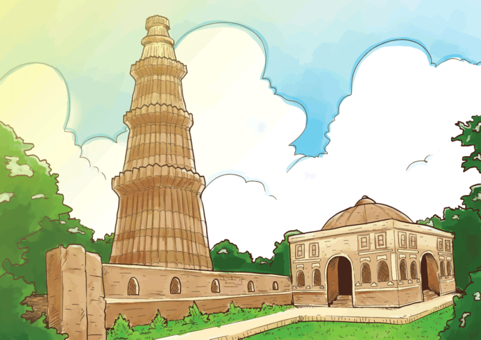 Ilustração Qutub Minar vetor