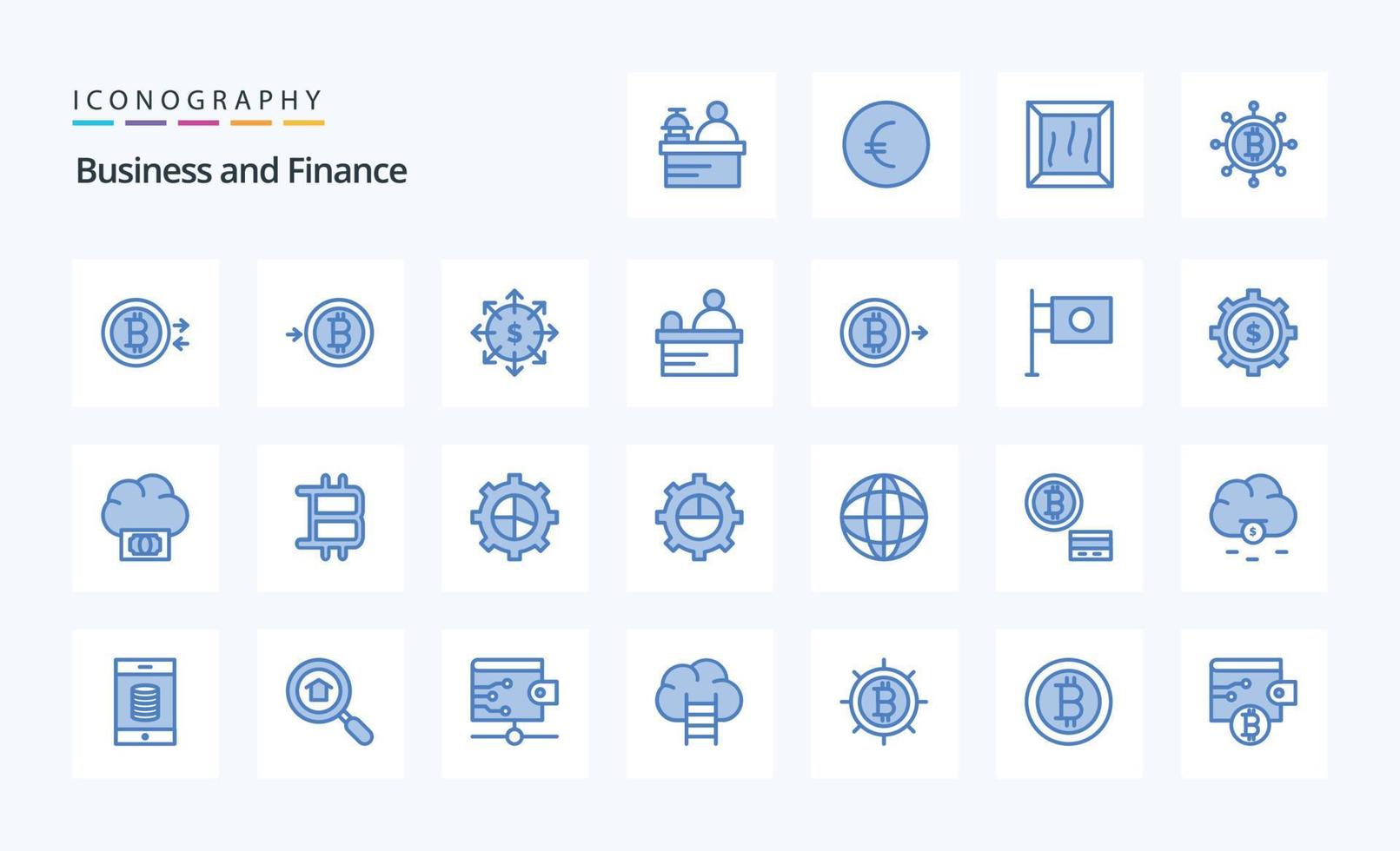 pacote de ícones azuis de 25 finanças vetor