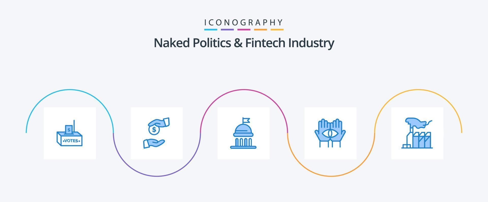 política nua e pacote de ícones azul 5 da indústria fintech, incluindo ocultismo. médio. corrupto. destino. voto vetor