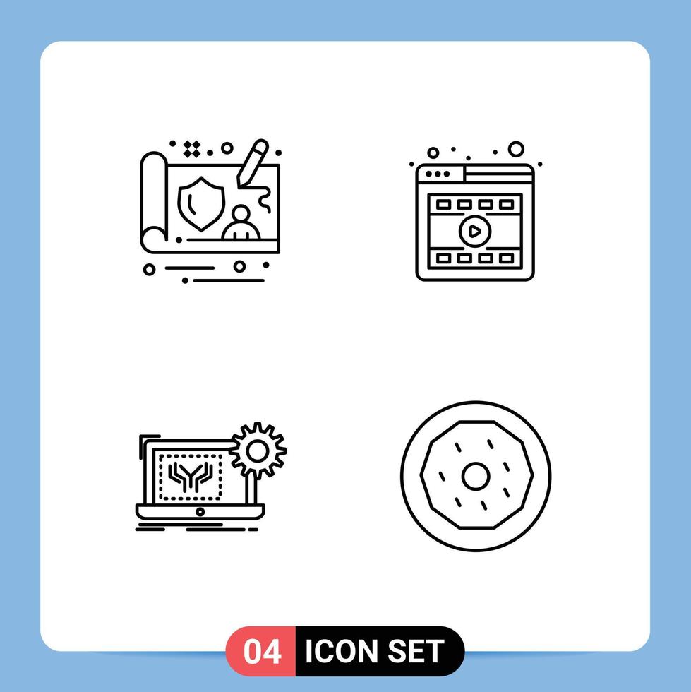 pacote de ícones vetoriais de estoque de 4 sinais e símbolos de linha para navegador eletrônico de controlador, elementos de design de vetores editáveis de hardware on-line