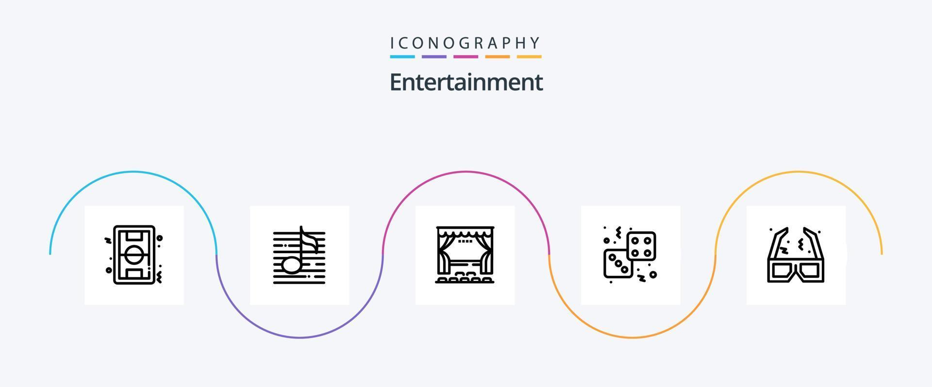 pacote de ícones da linha de entretenimento 5, incluindo jogo. dados. som. entretenimento. palco vetor