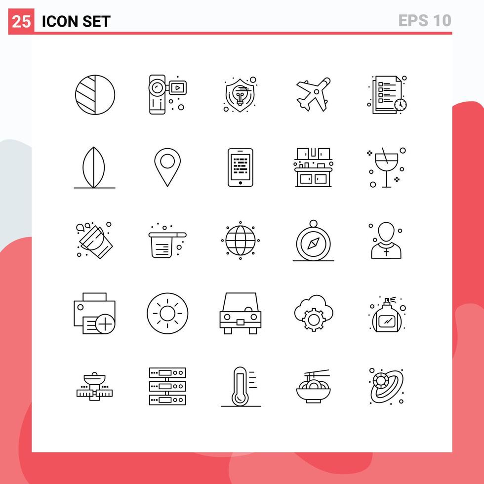 Pacote de linha de interface de usuário 25 de sinais e símbolos modernos de tempo de estudo, design de compras, plano, elementos de design de vetores editáveis de comércio eletrônico