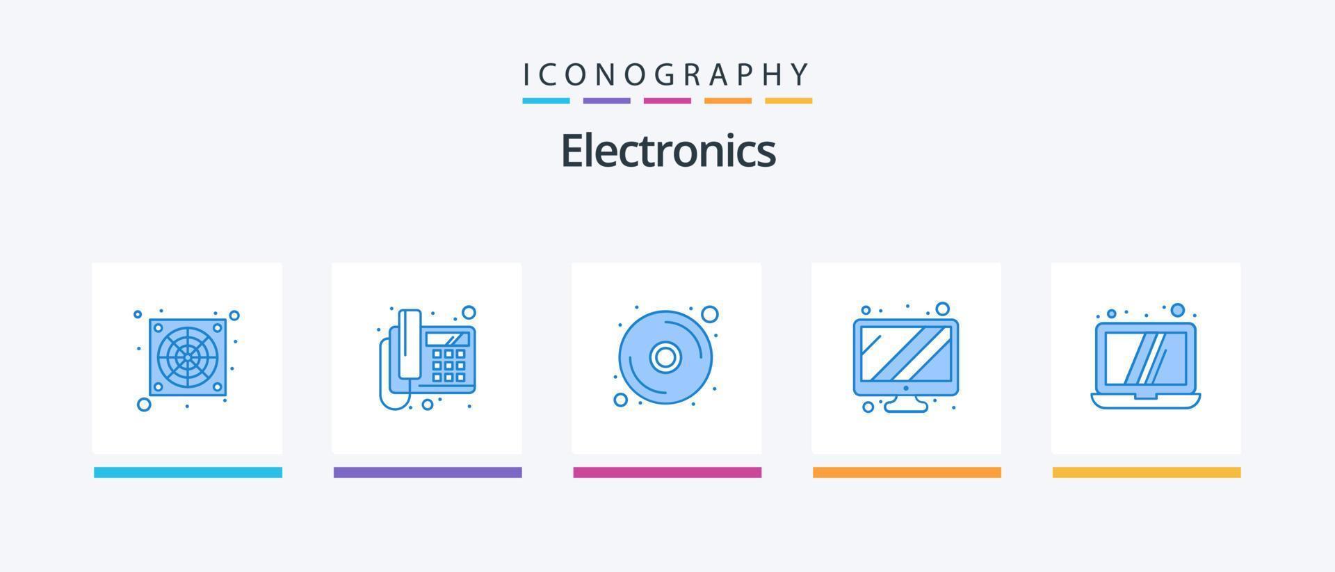 pacote de ícones eletrônicos azul 5, incluindo . tecnologia. disco. computador portátil. dispositivo. design de ícones criativos vetor