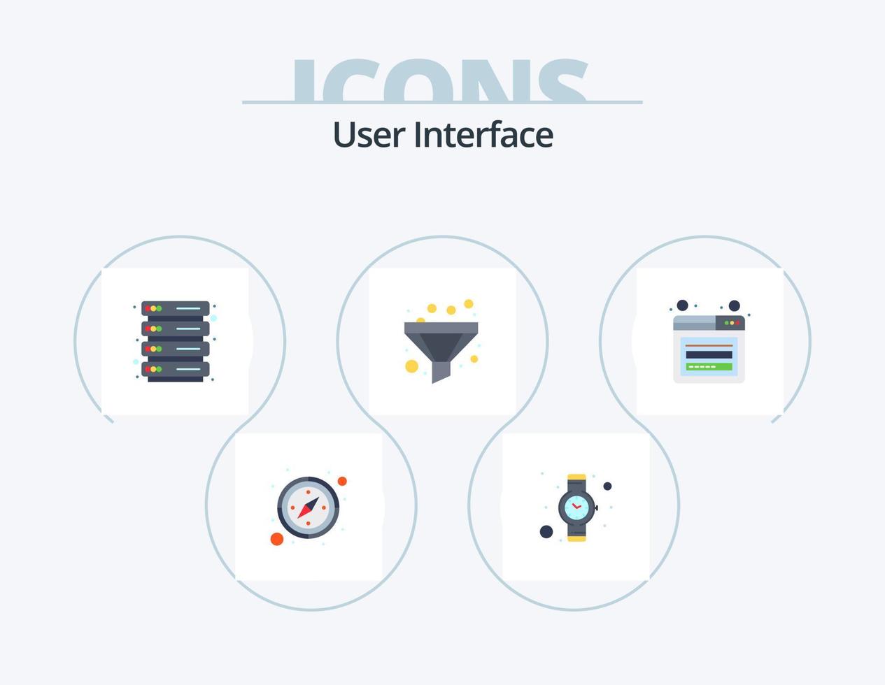 interface de usuário plana ícone pack 5 design de ícone. . rede. servidor. página. conta vetor