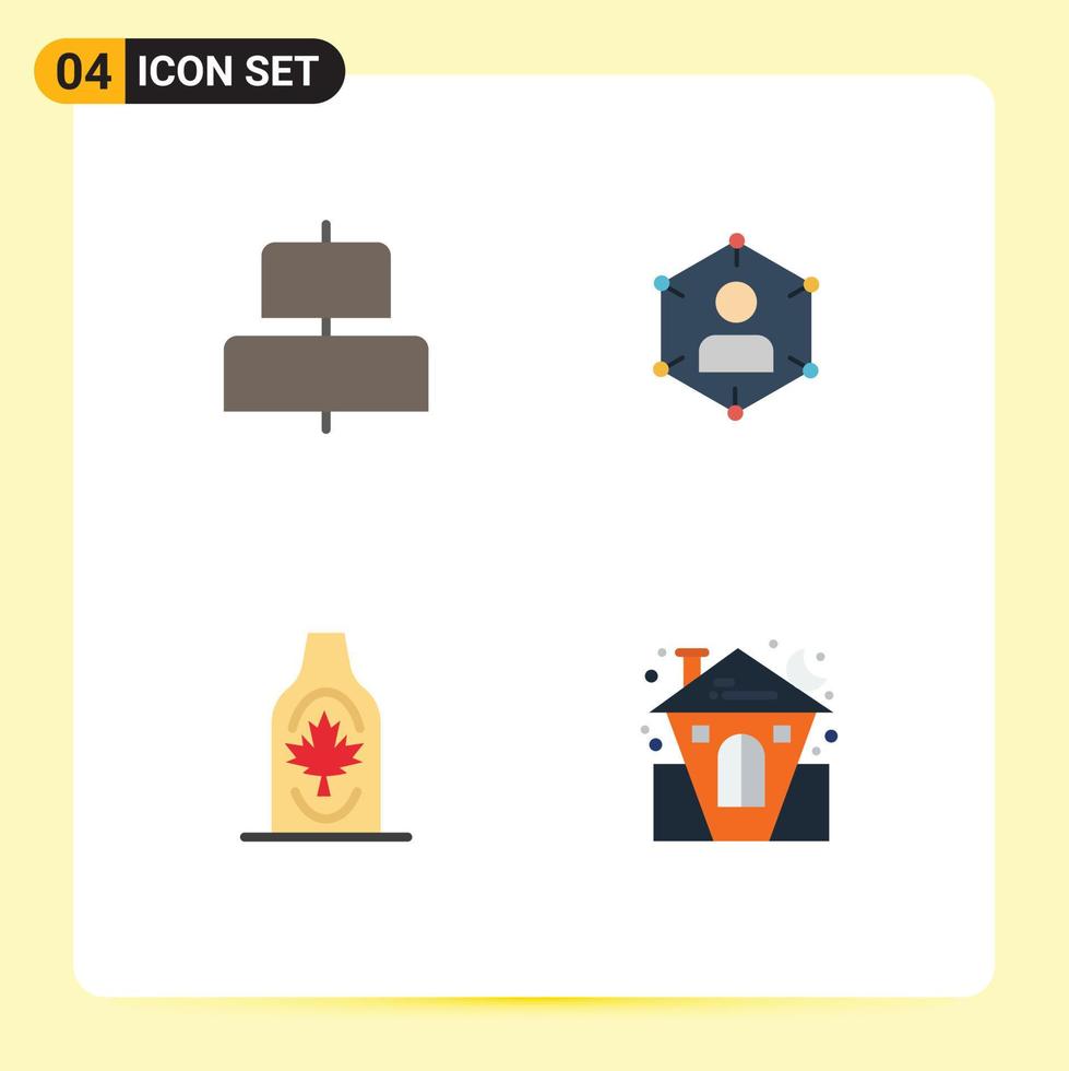 pacote de 4 ícones planos criativos de alinhar as pessoas de conexão do usuário outono elementos de design de vetores editáveis