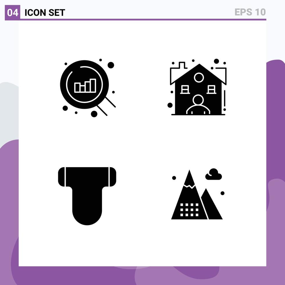 conjunto de glifos sólidos de interface móvel de 4 pictogramas de fraldas da web, corretor, atividades do revendedor, elementos de design vetorial editáveis vetor