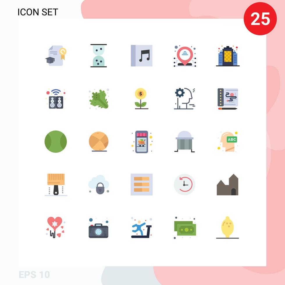 conjunto de 25 sinais de símbolos de ícones de interface do usuário modernos para endereço de casa de alto-falante elementos de design de vetor editável de propriedade eletrônica