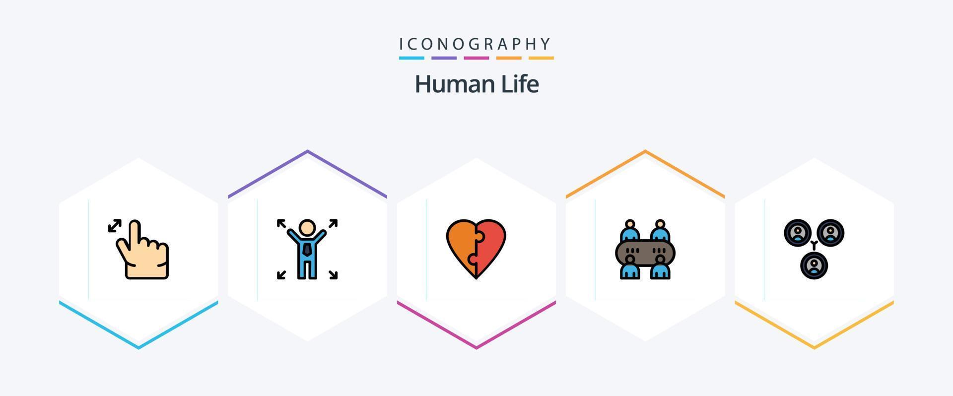 pacote de ícones humanos 25 linhas preenchidas, incluindo . . quebra-cabeça. social. conexões vetor