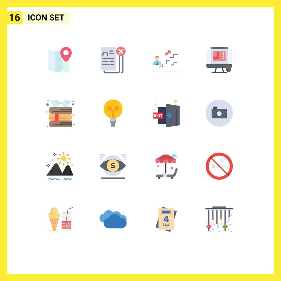 Pacote de cores planas de 16 interfaces de usuário de sinais e símbolos modernos de layout da web, currículo de design da web, pacote editável de líder de design css de elementos de design de vetores criativos