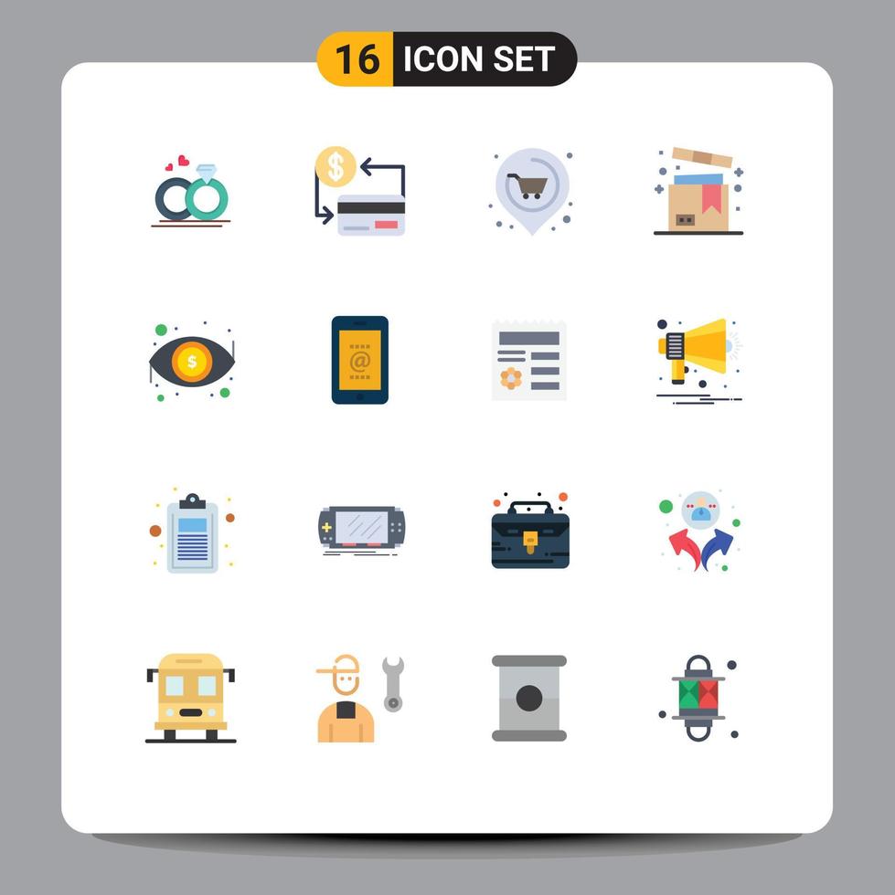 grupo de símbolos de ícones universais de 16 cores planas modernas de embalagem de sociedade de produtos dos namorados pacote editável de elementos de design de vetores criativos