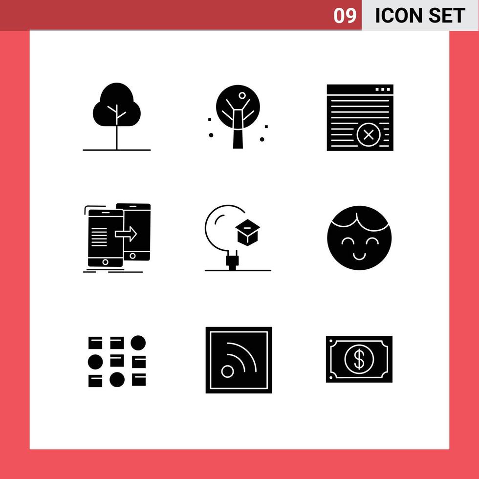 pacote de ícones vetoriais de estoque de 9 sinais e símbolos de linha para aprender educação sincronização on-line sincronização elementos de design de vetores editáveis