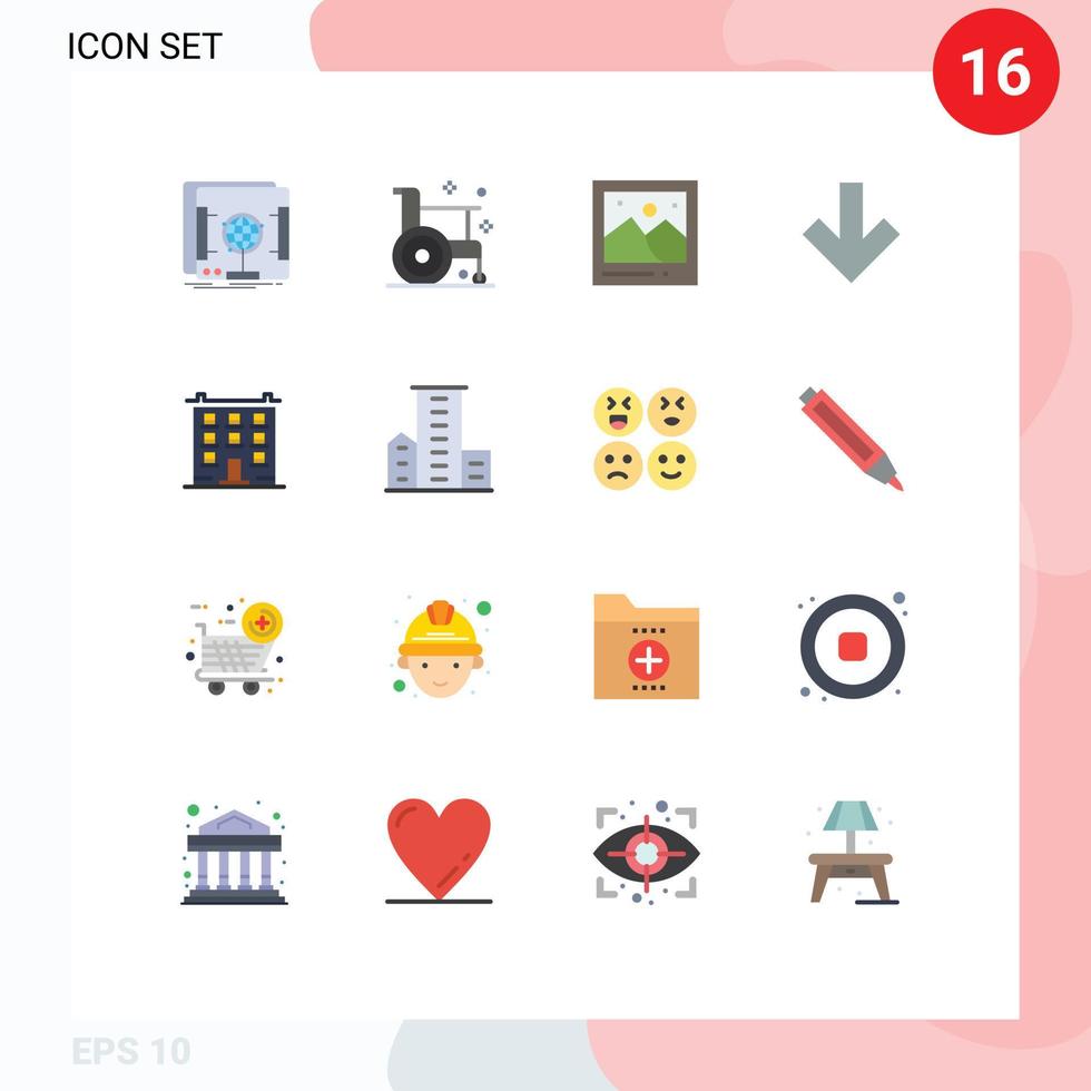 grupo de 16 cores planas modernas definidas para a construção de um pacote editável de imagens de remédios de volta para baixo de elementos de design de vetores criativos