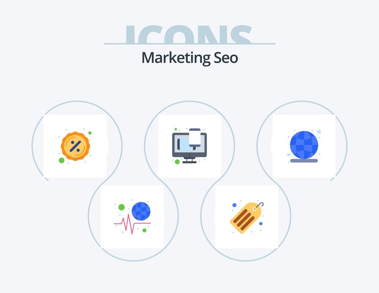 marketing seo flat icon pack 5 design de ícones. global. web design. distintivo. rede. Projeto vetor