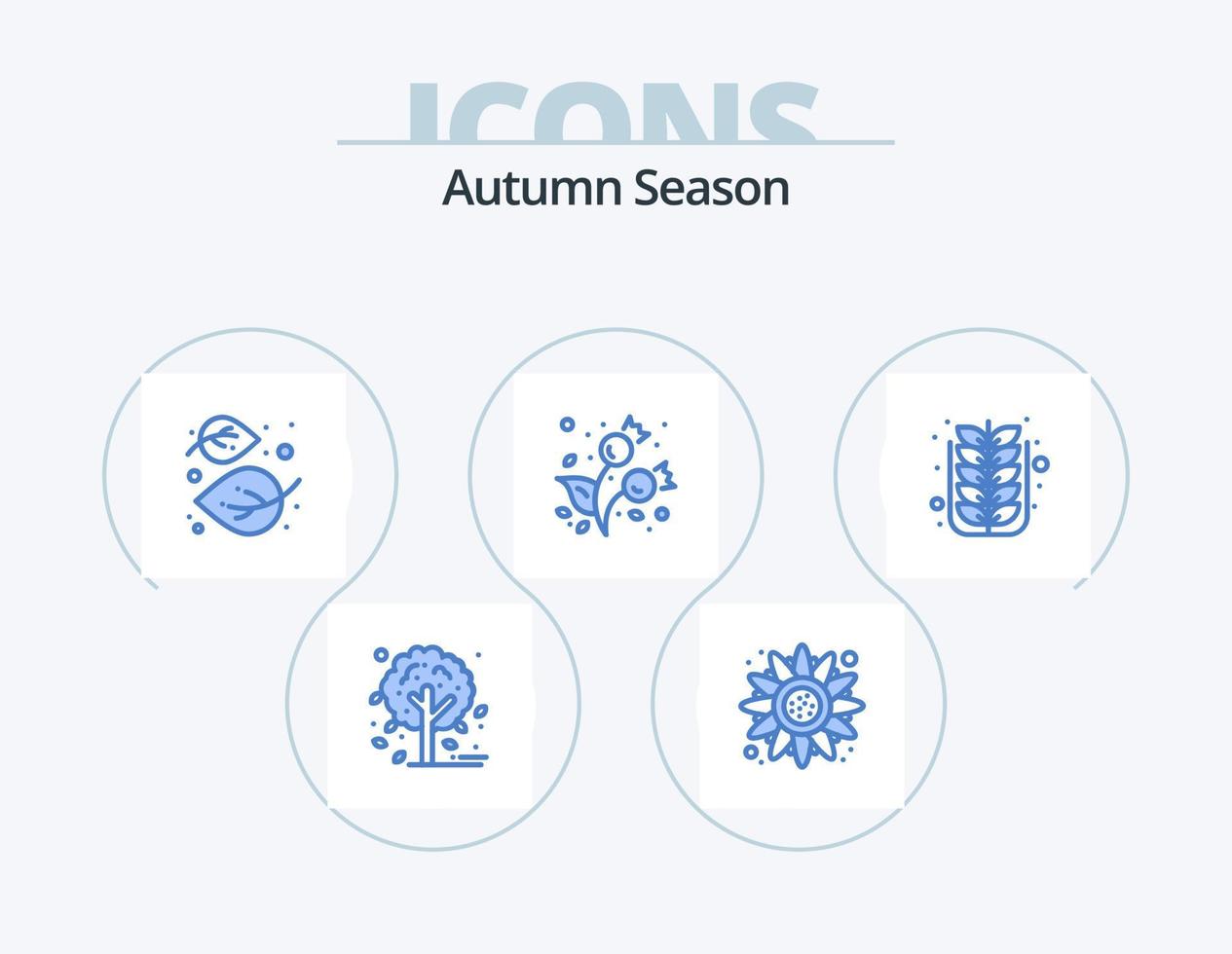 outono ícone azul pack 5 design de ícone. cair. frio. folha. Comida. outono vetor