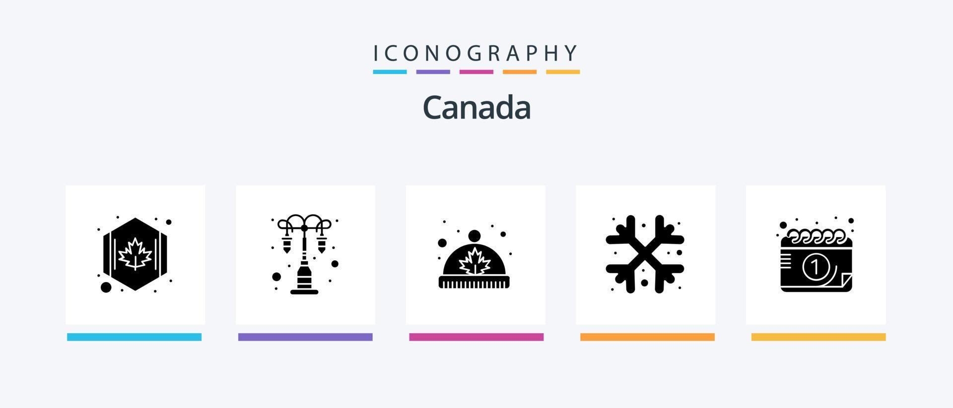 Pacote de ícones do Canadá Glyph 5, incluindo julho. Canadá. inverno. neve. design de ícones criativos vetor