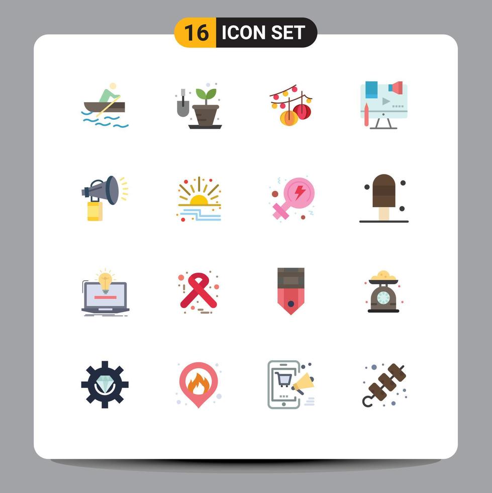 Pacote de cores planas de 16 interfaces de usuário de sinais e símbolos modernos de bolas de lei de atributo pacote editável de conteúdo digital de elementos de design de vetores criativos